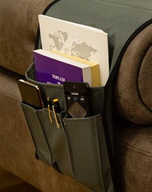 Resim Sevimle Store Kumandalık Dergi Gazete Düzenleyici Koltuk Kenarı Örtü (Haki) 