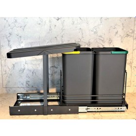 Resim Starax S-2392 Antrasit 12+12 Litre Çöp Kovası Dolap İçi Teleskopi 