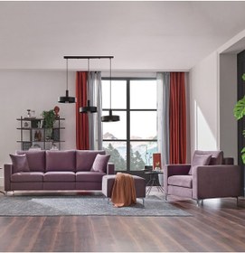 Resim Enza Home Linea Koltuk Takımı (3+1) - Kahve/Antrasit 