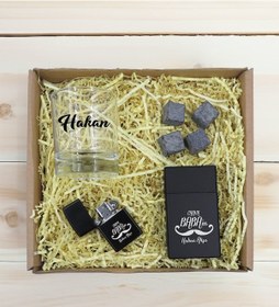 Resim Bk Gift Kişiye Özel İsimli Baba Temalı Viski Kadehi&viski Taşı&çakmak&sigara Kutusu Hediye Seti-2, Babaya Hediye, Babalar Günü Hediyeleri Kobitmeyenco 