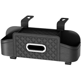 Resim Xindoker Araba Sandalye Arkası Depolama Kutusu, İki İçecek Rakısı, Telefon Tutucu Ve Bezenlik Kutusu İle Siyah Abs Deri Malzeme 