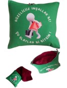 Resim Genel Markalar Düzeleceğiz İnşallah Be Baskılı Wellsoft Diz Battaniyeli Opsiyonel Yastık Şal 