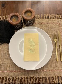 Resim Gold Yaldızlı Sarı Palmiye Peçete 16 Adet 