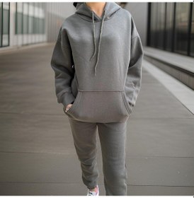 Resim Ceyss Design Unisex Üç İplik Şardonlu Oversize Hoodieli Eşofman Takımı-haki Haki 