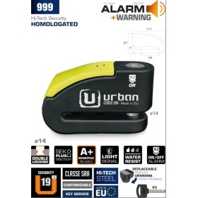 Resim Urban Securıty 999 S.r.a Sınıfı 14MM Pim Alarmlı Disk Kilidi 