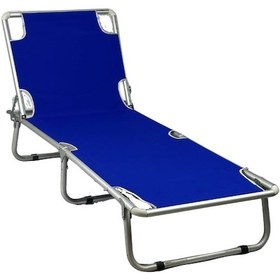 Resim Katlanır Alüminyum Şezlong Kademeli Kamp Yatağı Mavi 1288 Mavi 