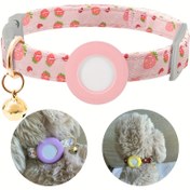 Resim Airtag ile Ayarlanabilir Evcil Hayvan Kolyesi, Solunabilir Polyester Lif, Kayıp Güvenlik Köpek ve Kedi Kolyesi, Küçük Köpekler ve Yavrular için Şarj Edilmemiş 