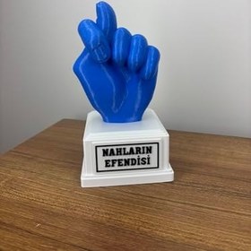 Resim Nahlarin Efendisi Dekoratif El Heykeli, 20 cm Yükseklik, PLA Malzeme, Mavi Renk 