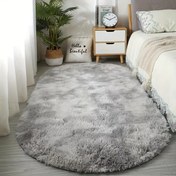 Resim Yatak Odası ve Oturma Odası için Peluş Oval Alan Halısı - Yumuşak Polyester, Elde Yıkanabilir, Kahve Masası ve Kapı Dekoru için Mükemmel 