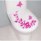Resim Kelebek ve Çiçek Klozet Banyo Sticker 