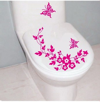 Kelebek ve Çiçek Klozet Banyo Sticker