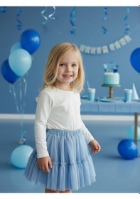 Resim Zekids Kız Bebek Beli Lastikli Katkat Mavi Tütü Etek-16544 Mavi 