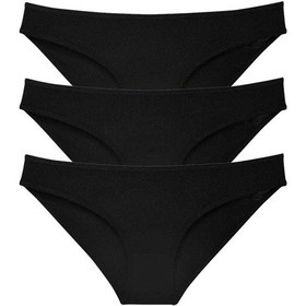 Resim 3 Adet Süper Eko Set Likralı Kadın Slip Külot Siyah Çok Renkli 
