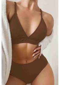 Resim Angelsin Yüksek Bel Tasarım Bikini Altı Kahverengi 001 