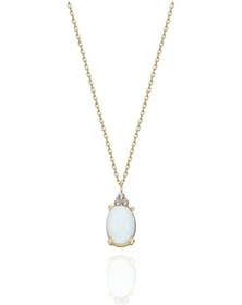 Resim 925 Ayar Gümüş Kolye -1.5Ct Opal Oval Taşlı Pırlanta Montürü Na-Sarı 