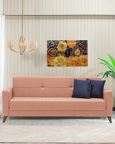Resim SANDALİE Daily Üçlü Kanepe Salon Oturma Odası Koltuk Yataklı Sandıklı - Somon 