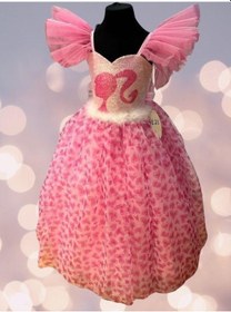 Resim Okay Kız Çocuk Tarlatanlı Barbie Abiye Elbise-13693 Pembe 
