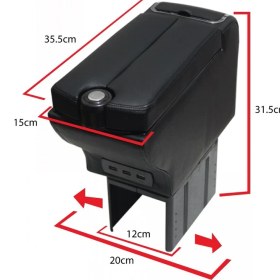 Resim C9 Oto Kolçak Kol Dayama Çift Açılır 7 USB Girişli Tüm Araçlara Uyumlu Kolçak Gri 