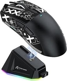 Resim ATTACK SHARK X11 Oyun Mouse'u, Manyetik Şarj Yuvası, PixArt PAW3311 Oyun Sensörü, BT/2.4G Kablosuz/Kablolu Fare Tutucu Bantlı Oyun Faresi, 22000 DPI Oyuncu Faresi Win11/Xbox/PS/Mac için (Siyah) 