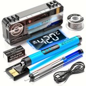 Resim Kablosuz USB Dijital Ekran Dövme Demiri Kiti ile Ayarlanabilir Sıcaklık Kontrolü, 1200V-2400V Çalışma Gerilimi, Lityum Pil Gücüyle Çalışır, Demir Tel, Tutucu, Teneke Emici, Reçine ve Depolama Kutusu Dahil, Verimli Dövme ve Temizlik için Modern Dövme Demiri, Dövme Aksesuarları 