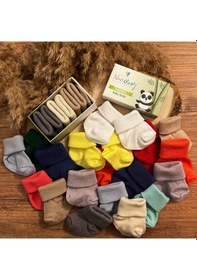 Resim Novibaby 3'lü Bambu Yenidoğan Bebek Çorabı I Candy I 0-6 ay "Karışık Renkli" 