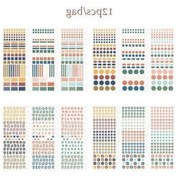 Resim Opulentliving Bay Kağıt 6 Stil Alfabe Çıkartma Seti Kırmızı Telefon Kılıf Dizüstü Takvim Klavye Not Planlayıcısı İçin 