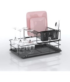 Resim Tekno-tel Iki Katlı Bulaşıklık Tabaklık Mat Siyah KB015 