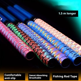 Resim Balıkçılık Kamışı Tutma Bandı GY Kaymaz Tutuş Bant Dayanıklı Ter Emici Baskılı Bant Beyzbol Sopası 