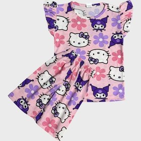 Resim Aliş Kids Kız Çocuk Pembe Sevimli Karakter Desenli Kolları Fırfırlı Kısa Kollu Şortlu Yazlık Pijama Tkımı 