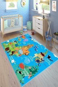 Resim Perla Soft Kaymaz Tabanlı Yıkanabilir Antibakteriyel Dijital Baskı Çocuk Halısı, 80 x 200 CK-10077A-PRL 