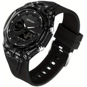 Resim Gaojunshop01 Erkekler Digital Göstergeli Çift Ekran Spor Outdoor Kronometre Led Aydınlatma Alarm Tarih Siyah Kol Saati Diğer 