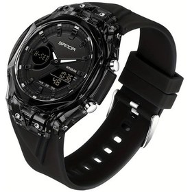 Resim Gaojunshop01 Erkekler Digital Göstergeli Çift Ekran Spor Outdoor Kronometre Led Aydınlatma Alarm Tarih Siyah Kol Saati Diğer 