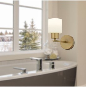 Resim Lima Eskitme Beyaz Cam Duvar Lambası Yatak Odası-Yatak Başı-Banyo Beyaz 