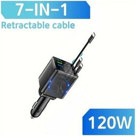 Resim Challenger 120w 7'li Araba Sarj Cihazi Pd Usb Geri Cekilir Kablolar Voltaj Gostergeli M14 Siyah 