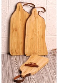 Resim Bambum Galery Bambu 3 Lü Kesme Tahtası Deri Saplı 