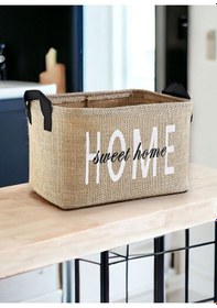 Resim Home Baskılı Jüt Çamaşır Kirli Oyuncak Sepeti 25x18x14 Çok Renkli 