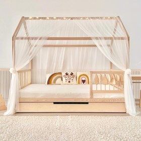 Resim Woodland Montessori Long House Bed with Trundle - 200cm x 90cm / Option 7 