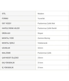 Resim Hafele Kapı Stoperi Paslanmaz Çelik Hammadde Yere Vidalı Montaj 
