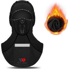Resim Batı Bisiklet Kış Rüzgar Geçirmez Motosiklet Balaclava Yüz Maskesi Açık Bisiklet Kayak İçin Yansıtıcı Yüz Boyun Isıtıcı - Siyah 