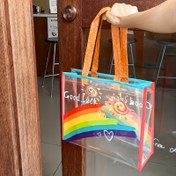 Resim Renkli Gökkuşağı Şeffaf Çanta "Şanslı Ol, Sen Benim Hazinesin" Tasarımı – Doğum Günleri, Partiler, Düğünler ve Daha Fazlası İçin İdeal! Dayanıklı Plastik Malzeme & Taşınabilir Sap | Düğün Aksesuarı | Canlı Renkler, Sevimli Hediye Çantası 
