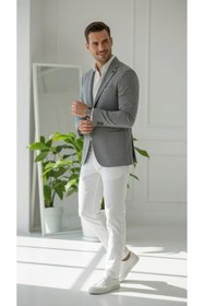 Resim Plus Scorpion Erkek Slim Fit Blazer Ceket Tek Düğmeli Çift Yırtmaçlı Torba Cepli Yarım Astarlı 