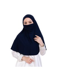 Resim Modish Group Hazır Başörtüsü Pratik İslami Giyim Penye Peçeli Türban Namaz İçin Yumuşak Eşarp Lacivert 