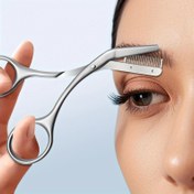 Resim Profesyonel Paslanmaz Çelik Kaş Makası ile Tarak - Hassas Şekillendirme için Hipoalerjenik Ergonomik İki Elle Tasarım - Saklama Kesesi Dahil, Erkekler ve Kadınlar İçin Mükemmel Hediye 
