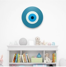 Resim Minimalist Napolyon Mavisi Nazar Boncuğu El Yapımı Ahşap Büyük Na 