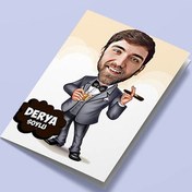 Resim Patron Keyfi Karikatürlü Tebrik Kartı 