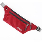 Resim Xindoker Unisex Spor Bel Çantası - Hafif Su Geçirmez Nylon - 3 Fermuarlı Cep - Kulaklık Delikli - Koşu Ve Seyahat İçin Kırmızı Kırmızı 