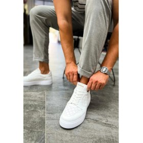 Resim Shoecide SHO153 Bağcıklı Yüksek Taban Cbt Oxford Erkek Ayakkabı Beyaz 