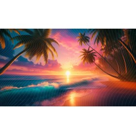 Resim Venspor Tropik Palmiye Ağaçları ve Renkli Gün Batımı Manzarası Arkaplan 200 x 150 cm Fon Duvar Örtüsü 