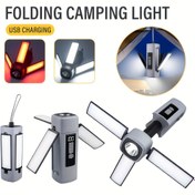 Resim 1 adet Açık Hava Taşınabilir Işık, USB Şarjlı Sel Işığı, Taşınabilir LED El Feneri, 360° Ayarlanabilir, Taşınabilir Katlanabilir Çadır Işığı, Kırmızı Uyarı Işığı ile, saç tokası Tasarımı ile, Açık Hava, Kamp, Yürüyüş ve Acil Durum Kullanımı için Uygun 