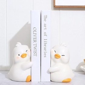 Resim Sevimli Kucaklama Ördekler Dekoratif Kitap Ayrımları, Benzersiz Kitap Kitap Tutmak için Uçlar Yaratıcı Reçine Kitap Tutucu Durdurucu Ev Ofis Masası Kitaplık Dekorasyonu için 